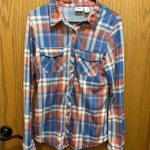 Daytrip Blue and Red Plaid Button Down Shirt